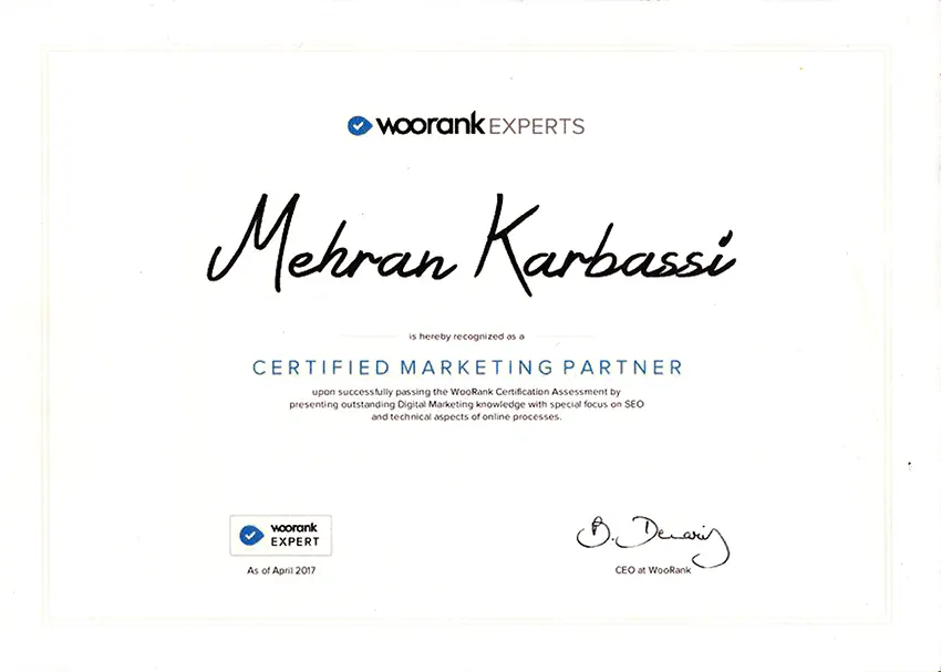 Woorank  گواهینامه وب سایت